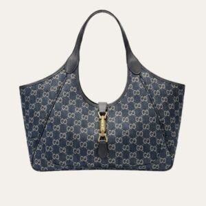Gucci Mercato Medium Tote Bag Denim Navy Blue 14.2 Inches