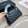 Chanel Mini Top Handle Flap Bag Black 8.3 Inches