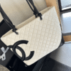 Chanel Cambon Line Tote Bag White/Black 11.0 Inches