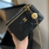 Chanel Mini Vanity Case With Gold Ball Black 7.1 Inches