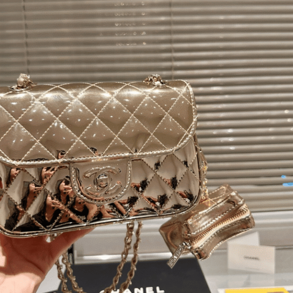 Chanel Flap Bag Gold With Star Charm 7.5 Inches