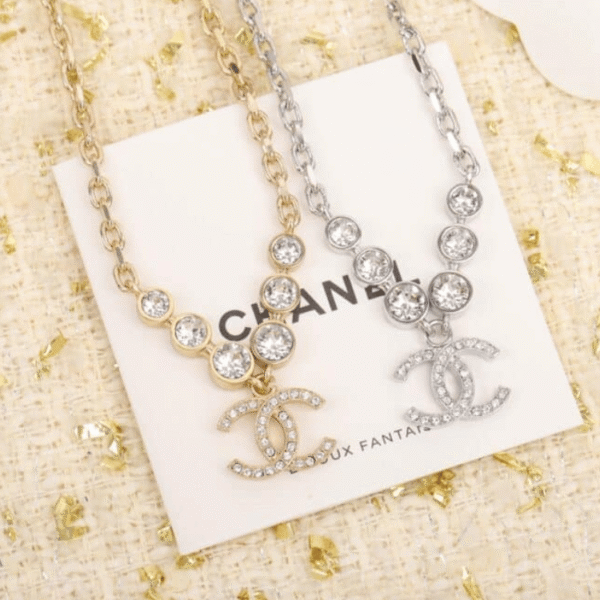 Chanel Cc Silver Metal Necklace