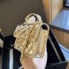 Chanel Mini Top Handle Flap Bag Gold Metallic 5.1 Inches