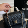 Chanel Mini Top Handle Flap Bag Black 7.9 Inches
