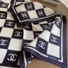 3-4-1.jpg Chanel Square Motif Cc Logo Silk Scarf Black And White 27.6 Inches