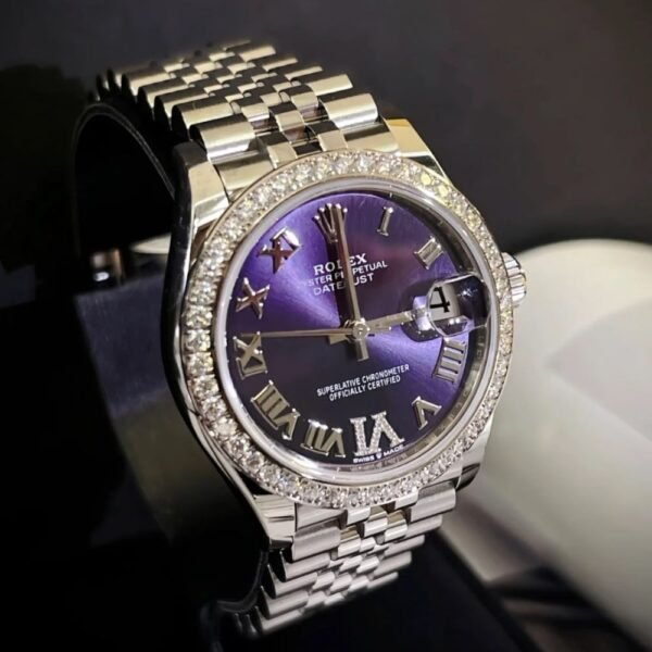 3-41.jpg Rolex Datejust 36 Aubergine Diamond Dial Oyster Watch In Purple