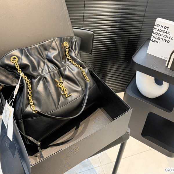 Saint Laurent Loulou Drawstring Bucket Bag Black 13 Inches 809824Aab321000