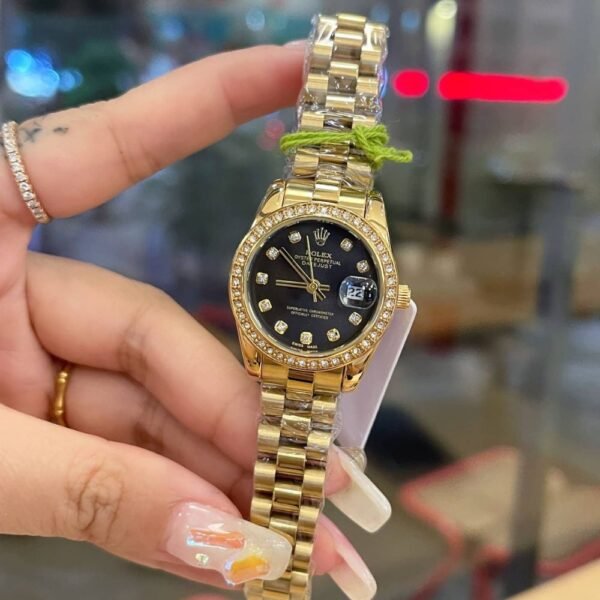 Rolex Lady Datejust 28 Diamond Dial 18K Gold In Black 28Mm