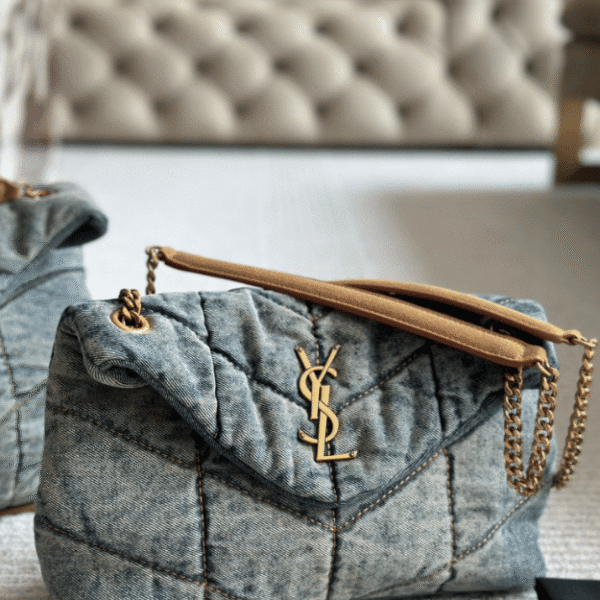 Saint Laurent Loulou Puffer Bag Denim 11.4 Inches