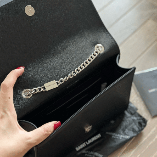 Saint Laurent Kate Bag Black Pebbled 7.9 Inches