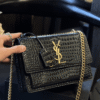 3-435 Saint Laurent Sunset Bag Black Croc 9 Inches 442906DND0J1000