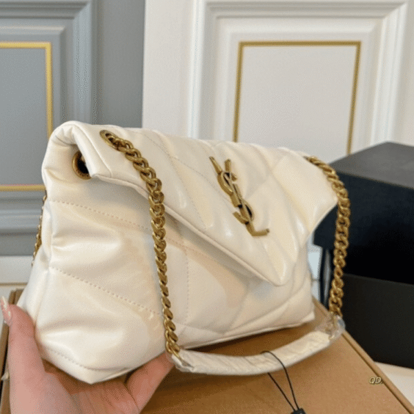 Saint Laurent Loulou Puffer Bag White 11 Inches 5774761El079207