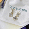 Louis Vuitton Lv & V Flower Drop Earrings Gold-Tone