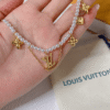 Louis Vuitton Monogram Flower Pearl Charm Bracelet Gold-Tone