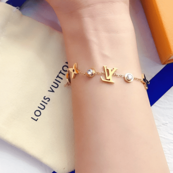 Louis Vuitton Monogram Flower Charm Bracelet Gold-Tone