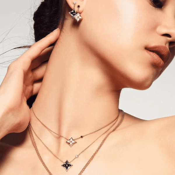Louis Vuitton Monogram Flower Pendant Necklace Gold-Tone