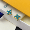 Louis Vuitton Monogram Flower Tile Stud Earring Gold-Tone Q16641