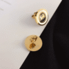 Hermès Heritage Equestre Logo H Stud Earrings Gold-Tone