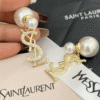 Yves Saint Laurent Cassandre Logo And Pearl Double Earrings Gold-Tone