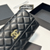 Chanel Quilted Long Flap Wallet Black 7.7 Inches