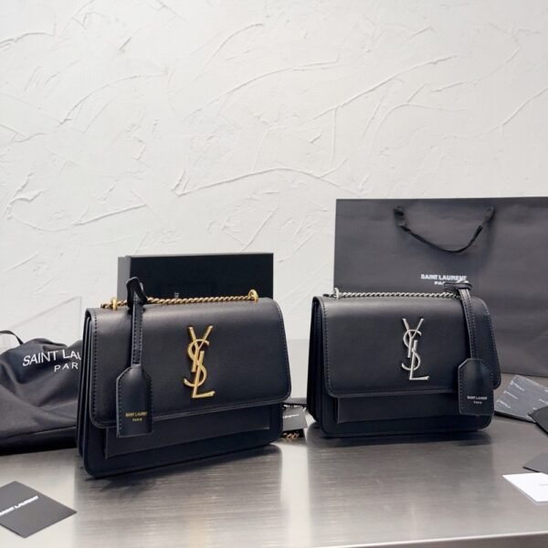 Saint Laurent Sunset Medium In Smooth Leather Black 9.8 Inches