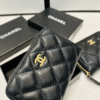 Chanel Zipped Coin Purse Black Gold Hardware 3.5 Inches