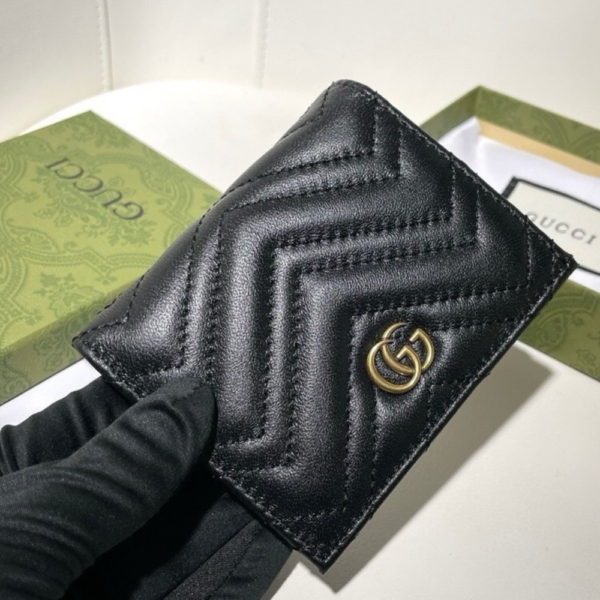 Gucci Gg Marmont Card Case Wallet Black 4.5 Inches