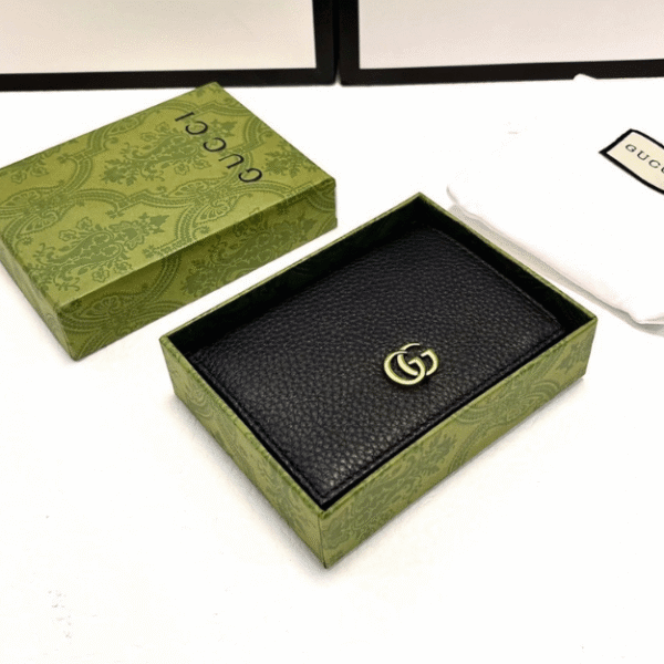 ‎Gucci Gg Marmont Card Case Wallet Black 4.3 Inches 456126 Cao0G 1000