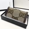 3-519 Gucci Jumbo Gg Monogram Flap Wallet Brown 7.5 Inches