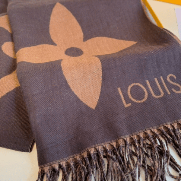 Louis Vuitton Monogram Shine Scarf Brown/Beige 74.8 Inches