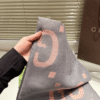 Gucci Monogram Wool Scarf Grey/Pink 70.8 Inches