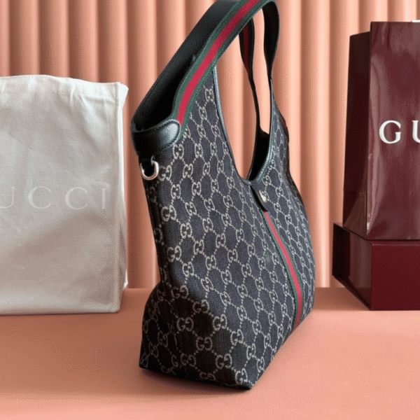 3-573 Gucci Gg Ophidia Giglio Tote Shoulder Bag Black 9.8 Inches 853971 FAFYU 1155
