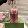 Gucci Ophidia Phone Bag Gg Supreme Pink 7 Inches