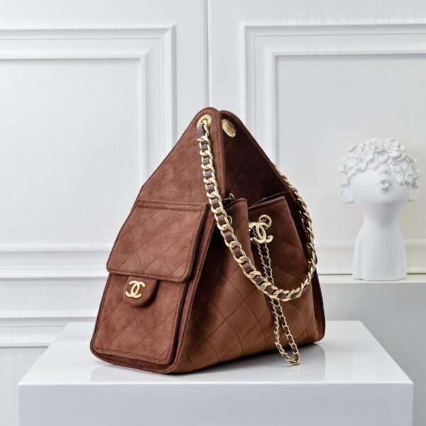 Chanel 25 Small Handbag Gold Tone Metal Brown 9.8 Inches