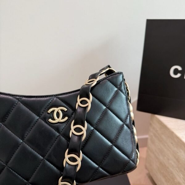 Chanel Hobo Handbag Gold Tone Hardware Black 9.4 Inches AS5177 B18293 94305