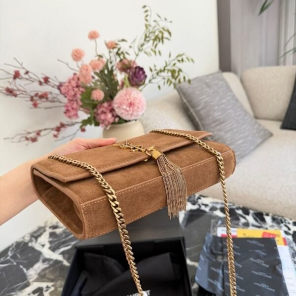3-66 Saint Laurent Kate Medium Tassel Crossbody Bag Brown 8.7 Inches