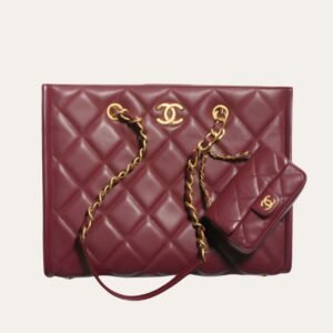 Chanel Small Shopping Bag Gold Tone Burgundy 12.2 Inches AS4940 B17067 NY570