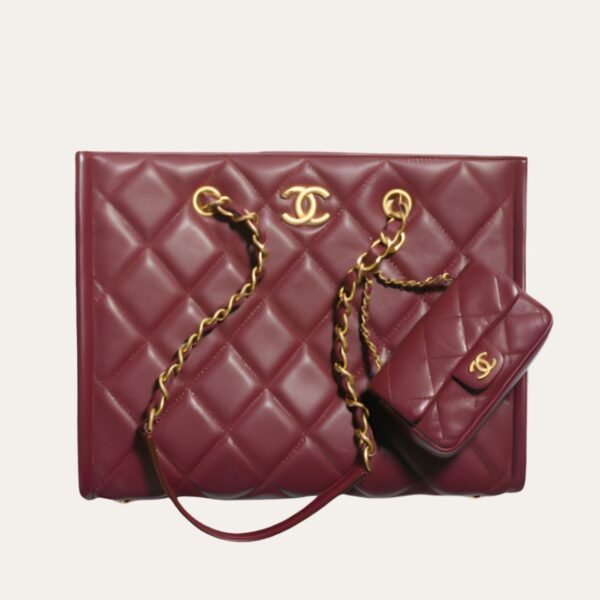 Chanel Small Shopping Bag Gold Tone Burgundy 12.2 Inches AS4940 B17067 NY570