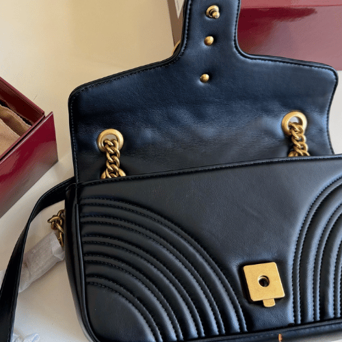 Gucci Gg Marmont Mini Matelassé Shoulder Bag Black 6.5 Inches