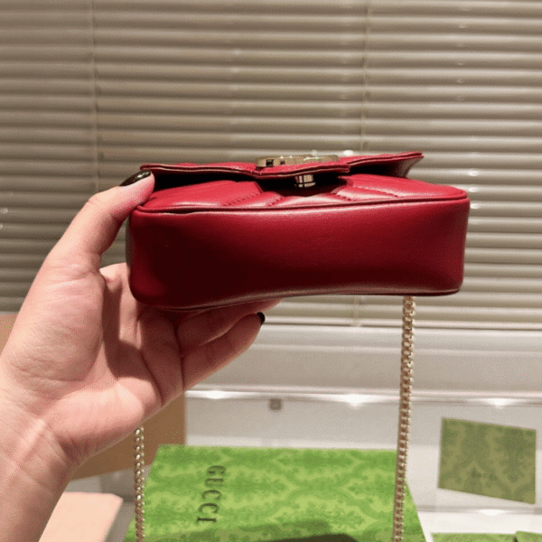 Gucci Gg Marmont Mini Bag Rosso Ancora Red 6.5 Inches 476433 Dtdhv 6207