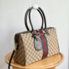 Gucci Borsetto Large Boston Bag GG Canvas Sand And Brown 15.2 Inches 866734 FAFV9 9653