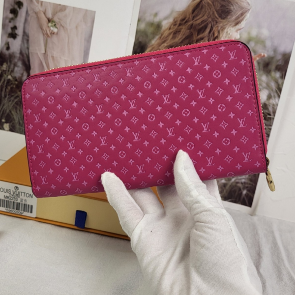30-1 Louis Vuitton Zippy Round Long Wallet Nanogram Pink 7.7 Inches M82233
