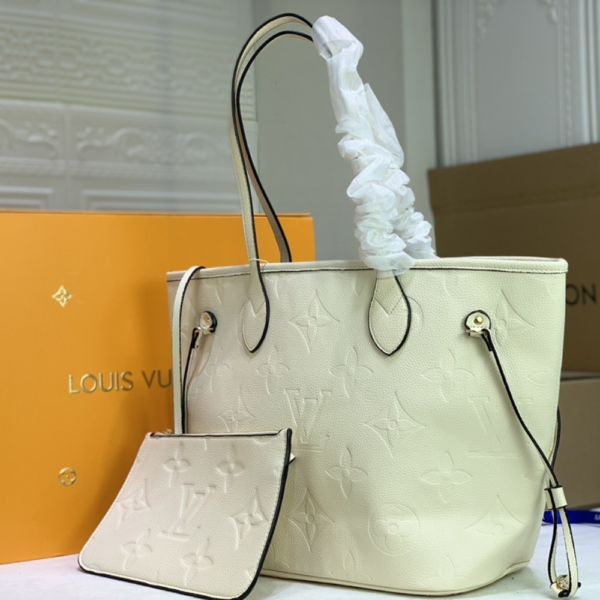Louis Vuitton Neverfull MM Monogram Empreinte  Beige 12.2 Inches N50047