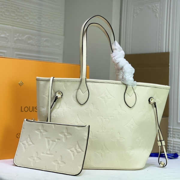 Louis Vuitton Neverfull MM Monogram Empreinte  Beige 12.2 Inches N50047