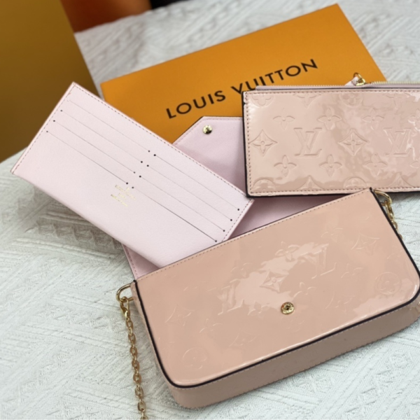 Louis Vuitton Pochette Félicie Monogram Empreinte Rose Ballerine 8.3 Inches M82608