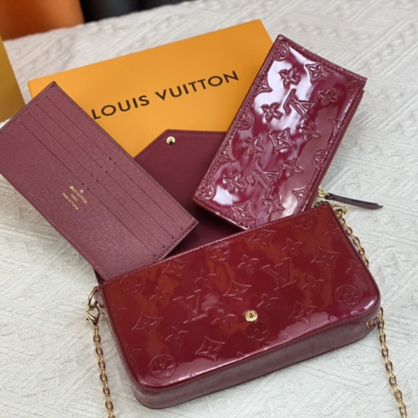 311 Louis Vuitton Pochette Félicie Monogram Vernis Amarante 8.3 Inches M61276