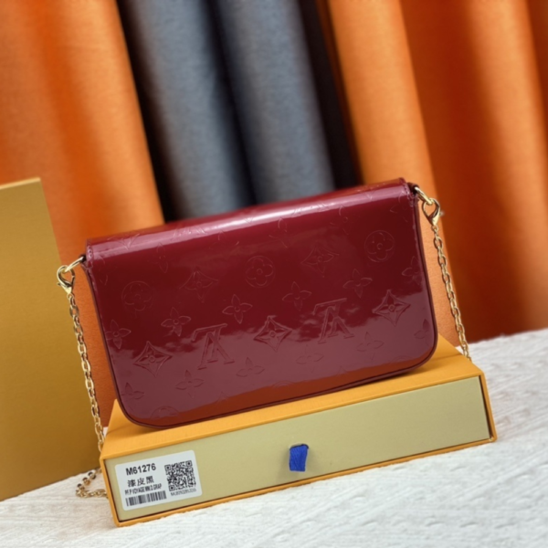 314-1 Louis Vuitton Pochette Félicie Monogram Vernis Amarante 8.3 Inches M61276