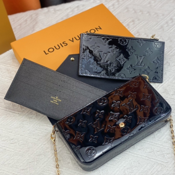 Louis Vuitton Pochette Félicie Monogram Vernis Black 8.3 Inches M61276