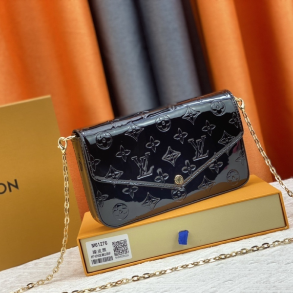 Louis Vuitton Pochette Félicie Monogram Vernis Black 8.3 Inches M61276