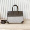 Hermes Birkin 25 Two Tone Toile Canvas Gold Hardware Grey 25Cm